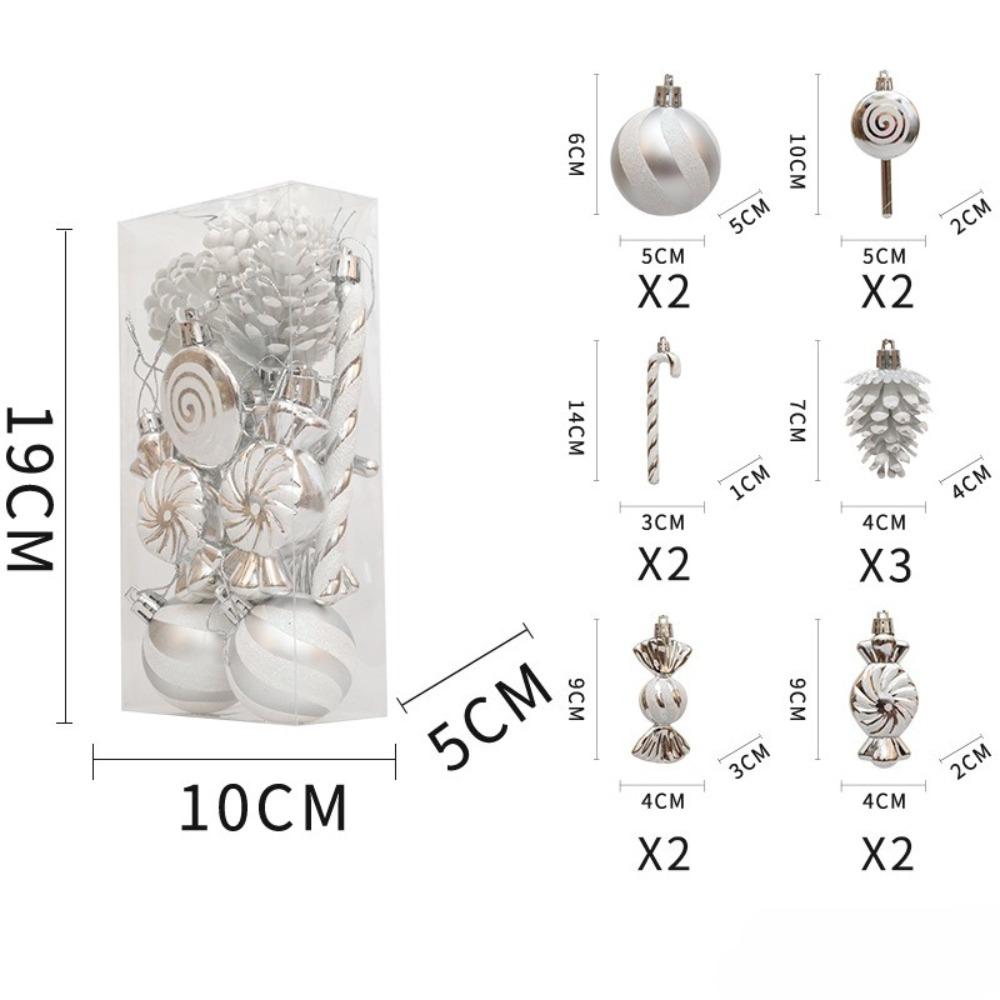 Christmas decoration set of 13, including crutches, candies, lollipops, pine cones, painted Christmas balls, Christmas tree ornaments