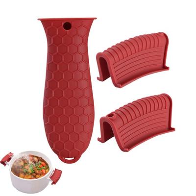 Silicone Pot Handle Holder Heat Resistant Skillet Handle Cover Non-Slip Cast Iron Pan Sleeve for Enameled Griddles Frying Pans Cookware