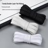 1cm Flat Polyester Black & White Thick Tweed Shoelaces for Board Shoes & Casual Sports Footwear
