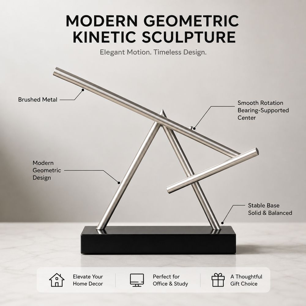 Metal Perpetual Motion Ornament Rotating Structure Desktop Ornament Balance Sculpture Home Decor