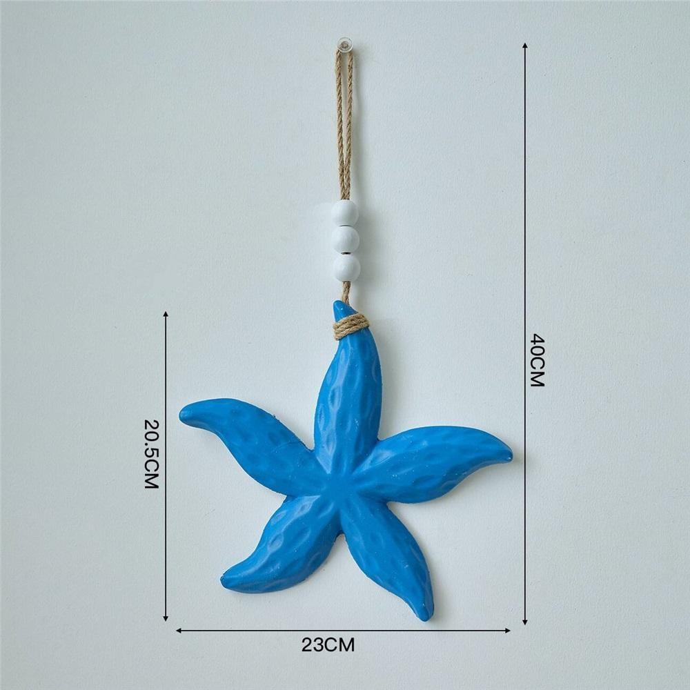 Mediterranean Wooden Starfish Wall Hanging, 40cm Nautical Coastal Decor With Jute Rope, 4 Colors Beach Themed Ornament For Home Bedroom