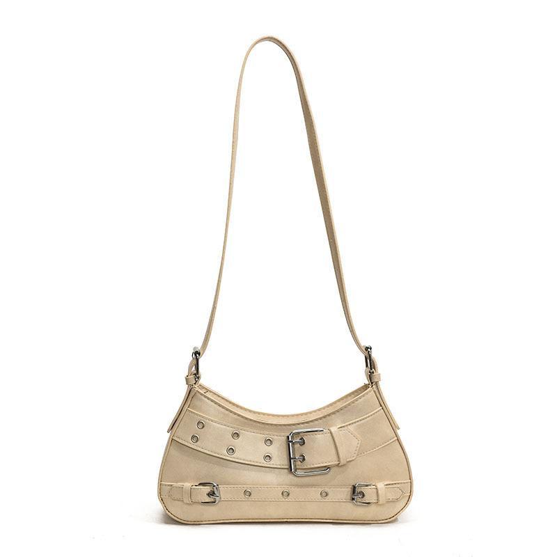 Cool Spice Girls 2025 Spring New Women's Bag Personalized Locomotive Wind Shoulder Bag Retro Belt Buckle Simple Messenger Bag