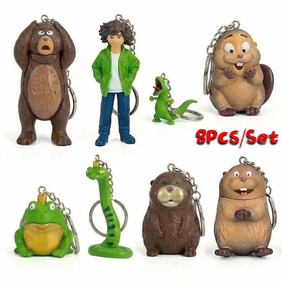 

8Pcs New Hot Anime Hoppers Beaver Mabel PVC Keychain Trendy Figurine Collection Bag Charm Desktop Ornaments Gift For Kids Family