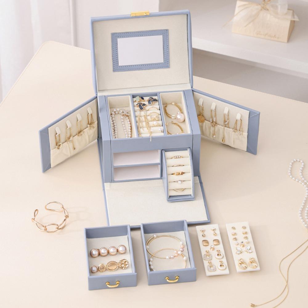 Schmuckaufbewahrung Dreischichtige Schubladen-Schmuckschatulle Multifunktionale Halsketten-Aufbewahrungsbox Neue Artikel