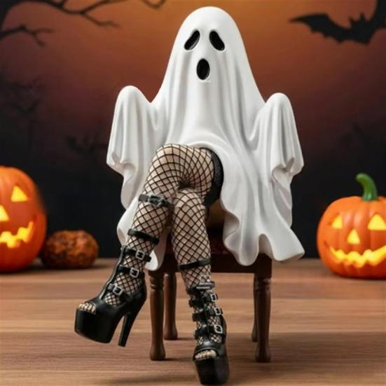 Lady Ghost Figurine Seductive Ghost Statue Resin Sexy Female Ghost Collectible Ornament for Halloween Desk Mantel Decor