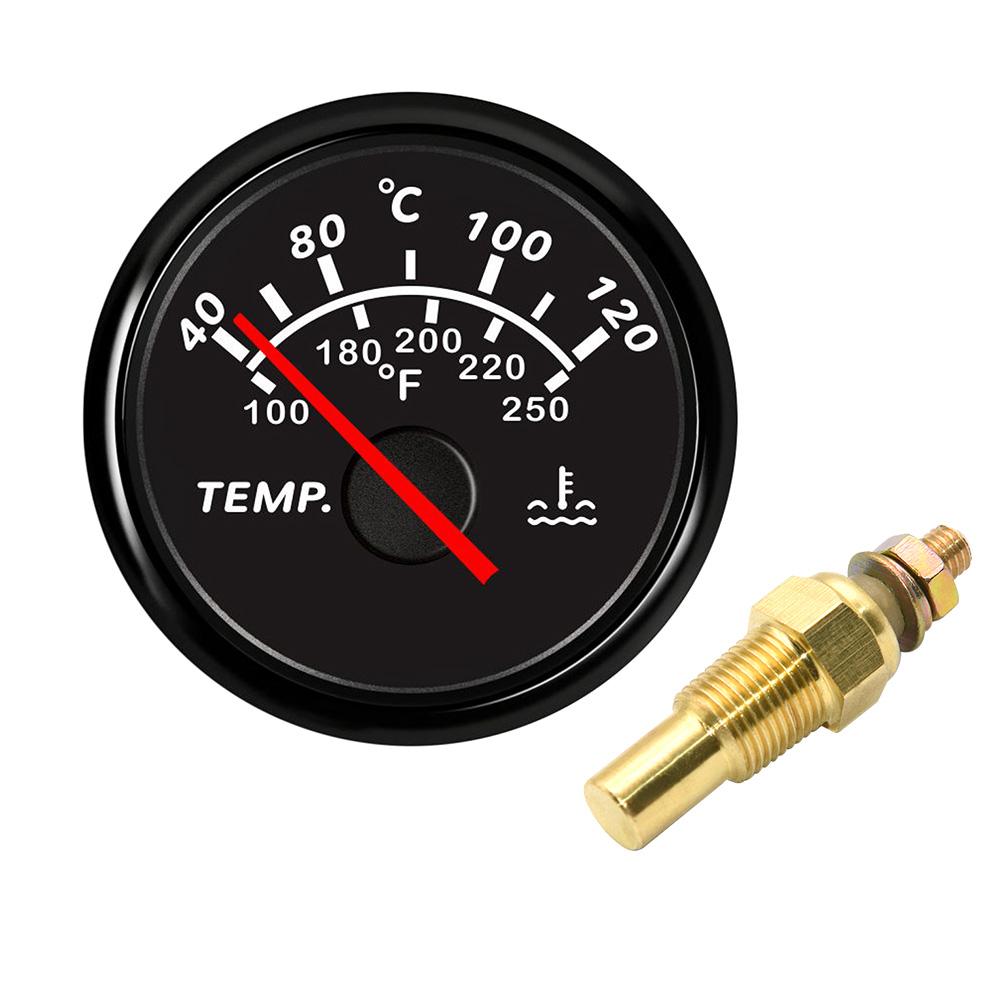 מד טמפרטורת מים ימי 52 מ"מ 40-120℃ עם חיישן טמפרטורה לרכב 10 מ"מ 1/8NPT תאורה אחורית אדומה לרכב סירה 12/24V מותאם אישית