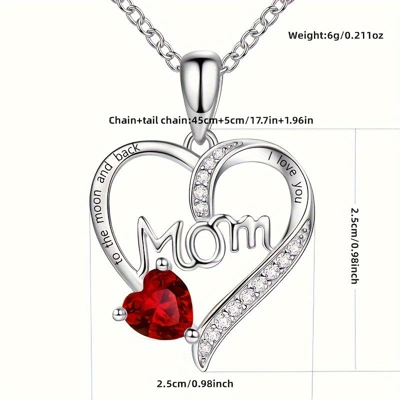 

Rhinestone Decor Heart-shaped Pendant Necklace,The Perfect Gift for Mom,Her: Valentine s Day, Anniversary,Birthday,Mother’s Day 35cm