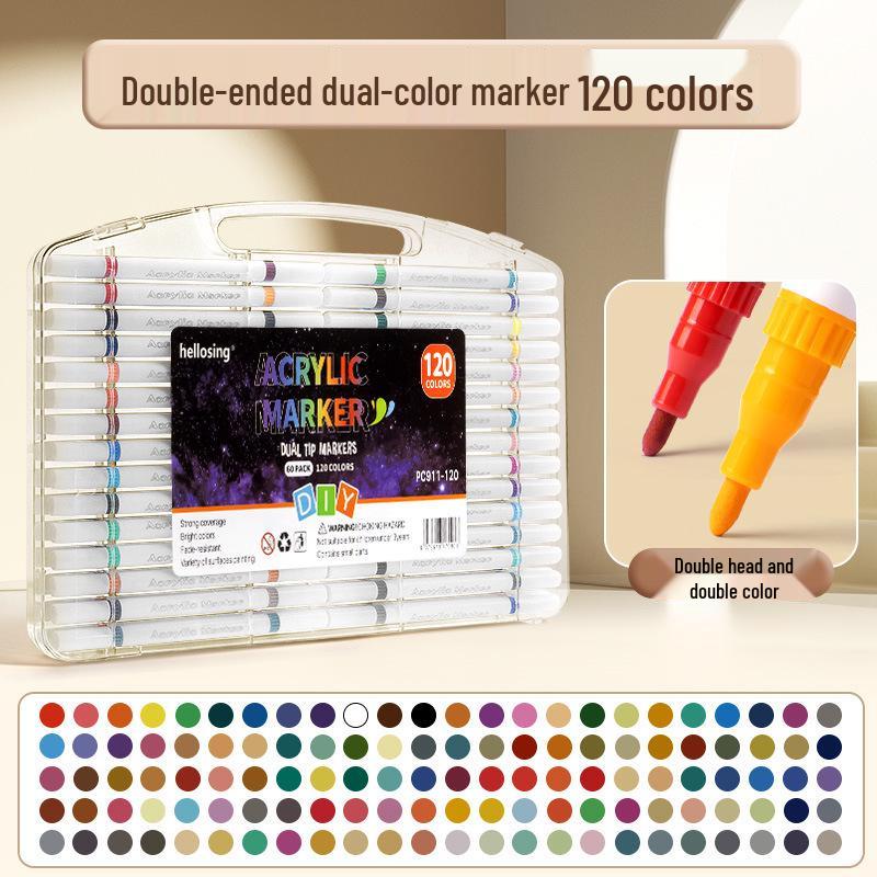 Acrylic Double-Ended Washable Marker Pens for Kids: Non-Bleeding, Layerable, Watercolor and Colored Options