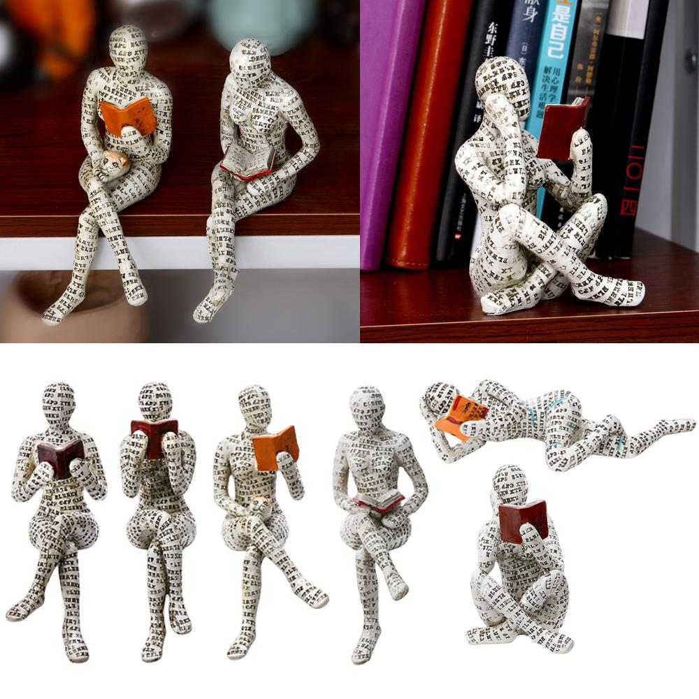 

Nordic Modern Reading Woman Statue Resin Abstract Thinker Desktop Sculptures Home Room Bedroom Figurine Ornaments Decoration
