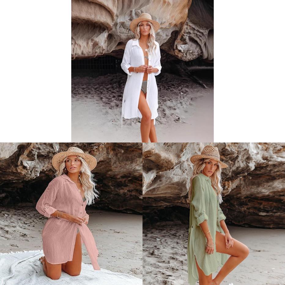 Polyester Beach Shirt With Long Sleeves For Summer Vacation And Sun Protection
