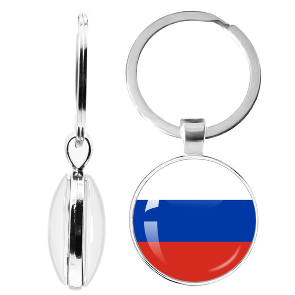 National Flag Double-Sided Keychain Korea, Serbia, Russia, Slovenia, Argentina, The United States,Turkey, Spain,Dominica Keyring