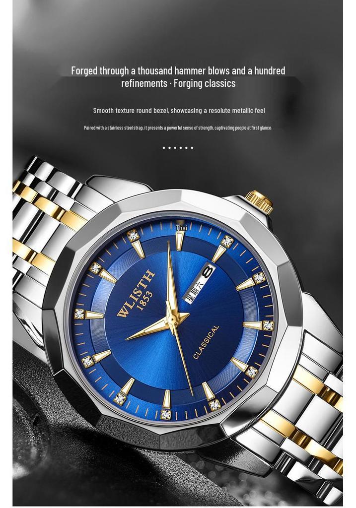 WOLIX Stylish Waterproof Couple's Quartz Watch with Stainless Steel and Calendar for Men & Women - Douyin Hot Seller