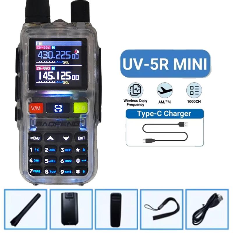 Baofeng 5R Mini Walkie Talkie Dual PTT Bluetooth APP Programming Grey Black Multi Band AM Wireless Copy Frequency Two Way Radios