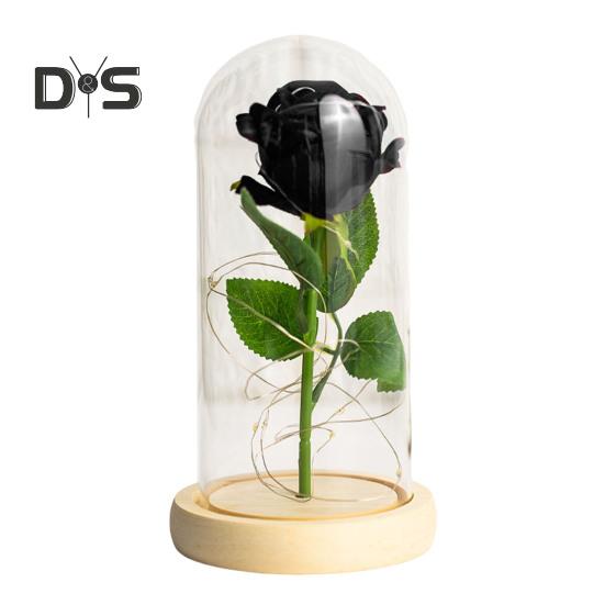 

Искусственные цветы розы Вечная роза со светодиодной подсветкой Реалистично выглядящая имитация цветка розы на батарейках Подарки на праздники чёрный