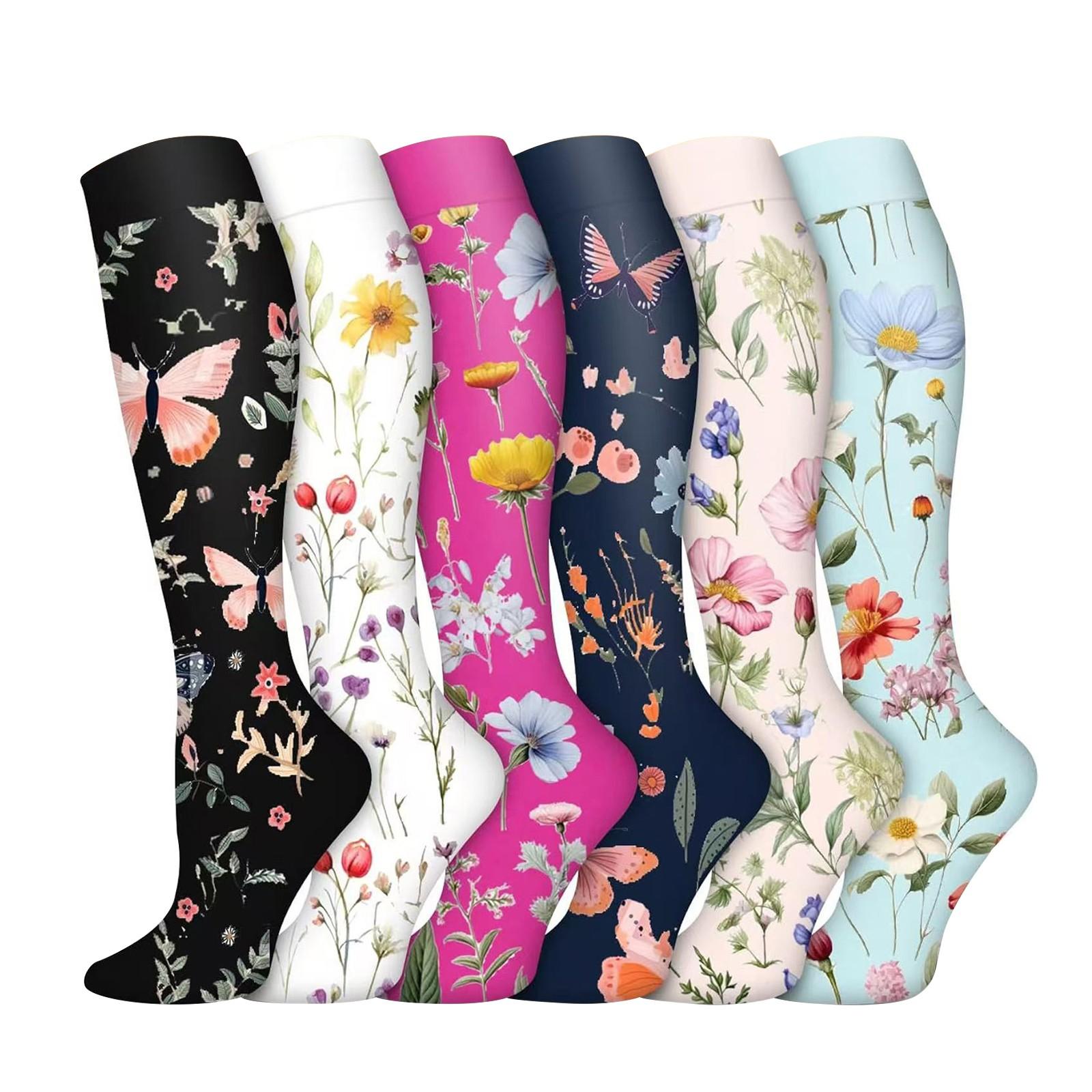 

6 пар компрессионных носков для женщин и мужчин - Лучшие для кровообращения, бега, занятий спортом, восстановления, путешествий One Size