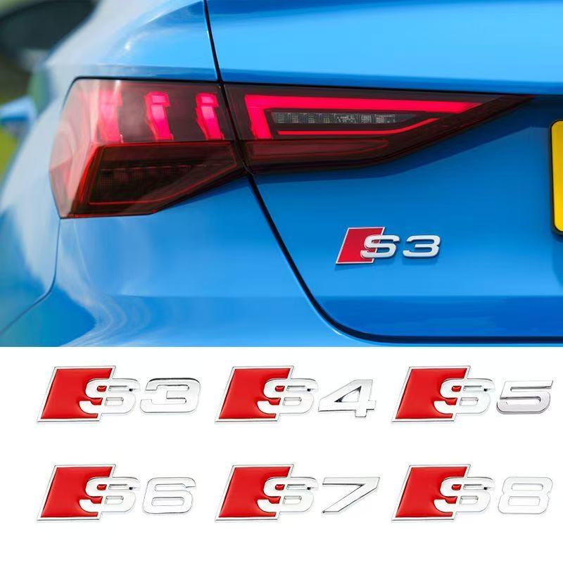 Metal Electroplated A Displacement Trunk Badges, 4WD Emblems for A4 A5 A6 A7, S3 S4 S5 S6 S7 S8 Badges, RS3 RS4 RS5 RS6 RS7