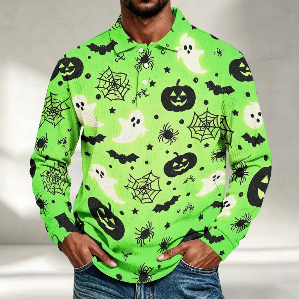 Men's Long Sleeve Shirt Halloween Print Loose Fit Casual Top