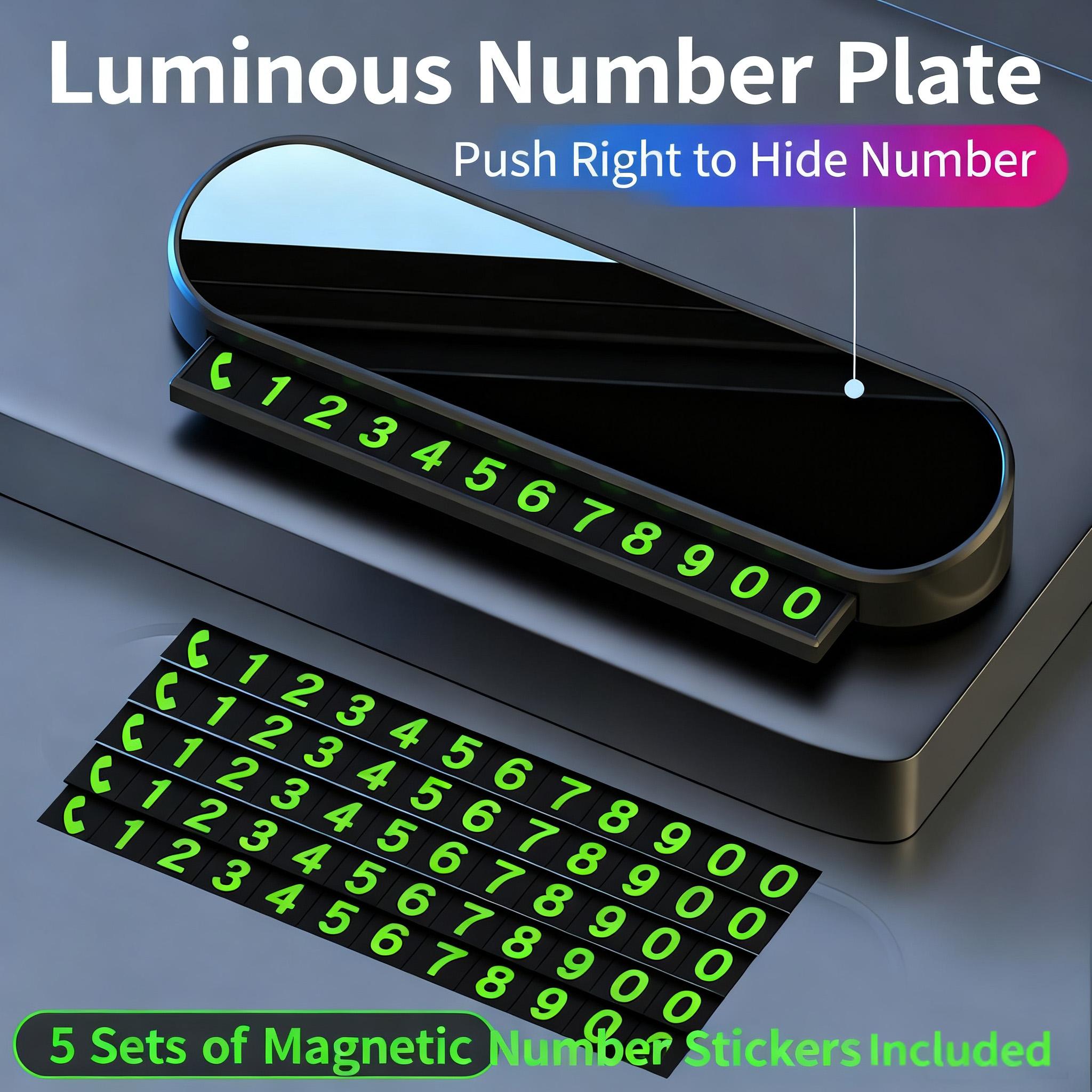 

Magnetic Car Phone Number Plate Fluorescence Temporary Parking Card Hidden Plates Car Park Stop Multiple Number Parking Gadgets чорний