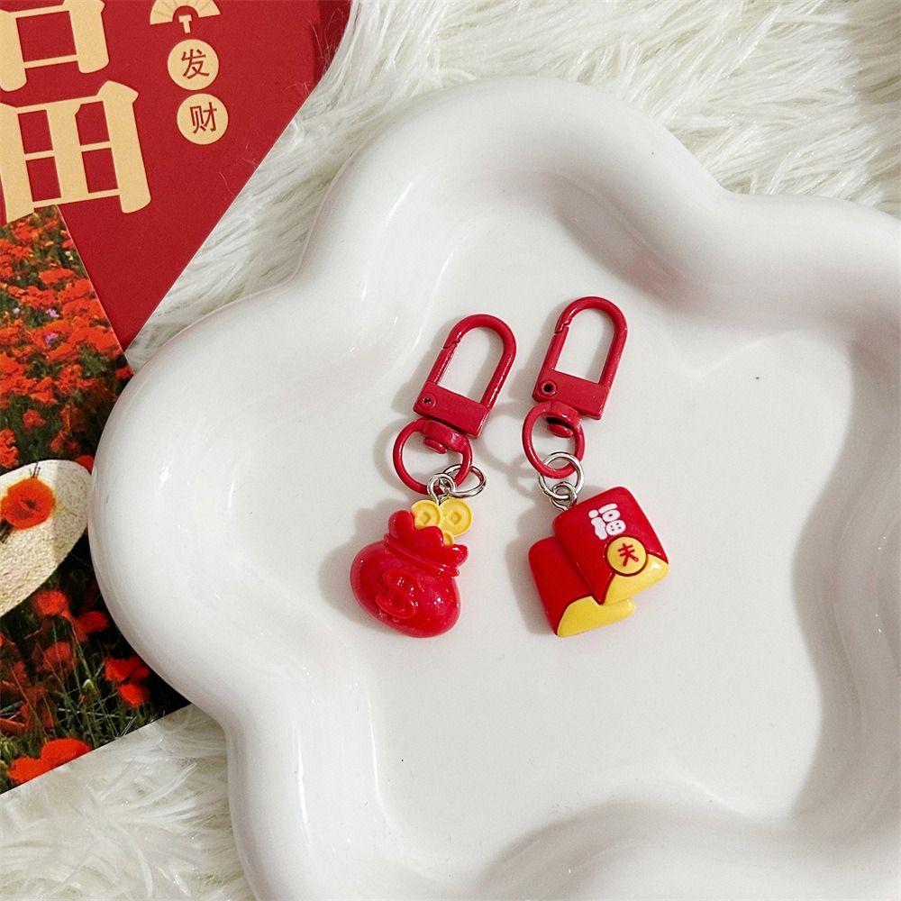 Firecracker Chinese Knot Pendant Lucky Bag Red Lantern Keyring  Birthday Gift