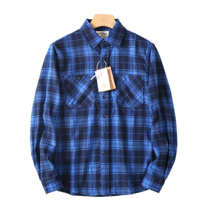 Soft Texture Foreign Trade Export Unisex Shirts, Spring and Autumn Vintage Loose Versatile Plaid Long-Sleeve Shirts