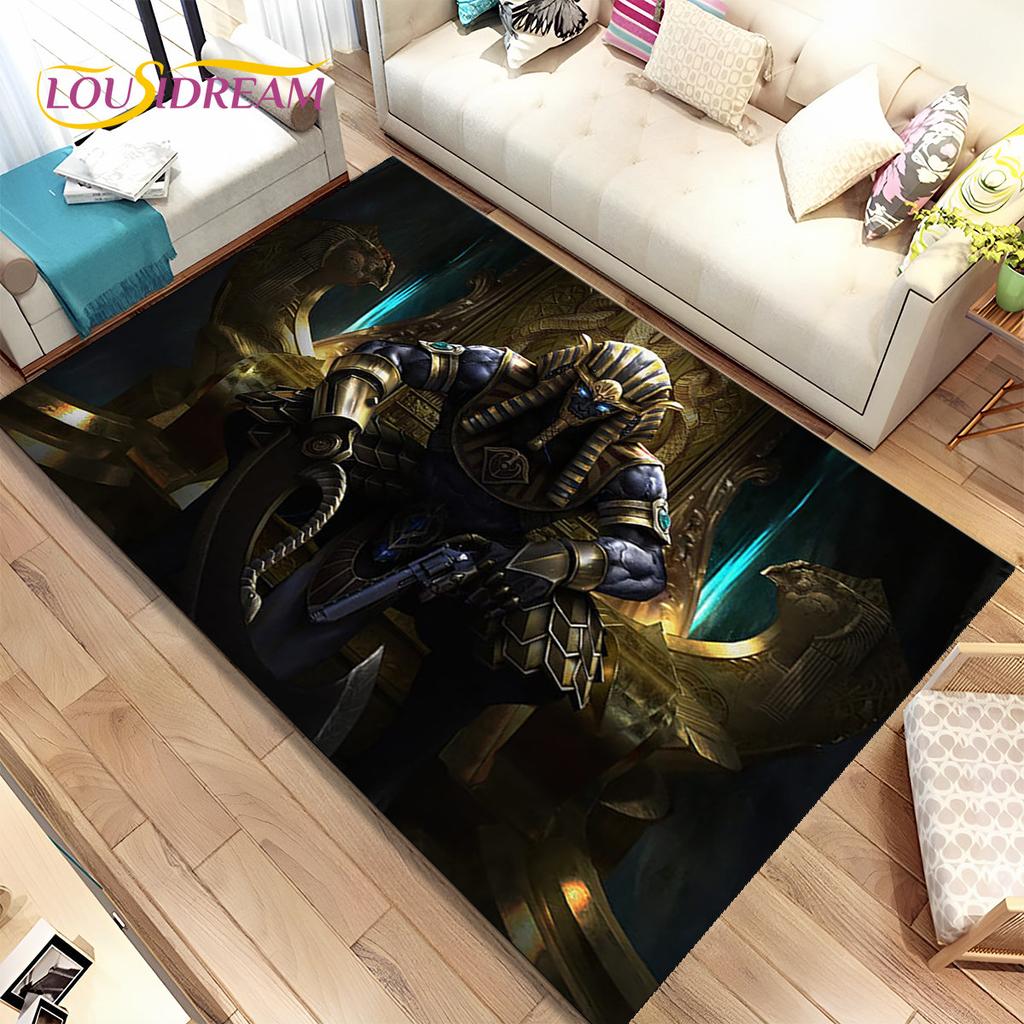 Egyptian Mythology Pharaoh Hieroglyphics Area Rug,Carpet for Home Living Room Bedroom Sofa Doormat Decor,kids Non-slip Floor Mat