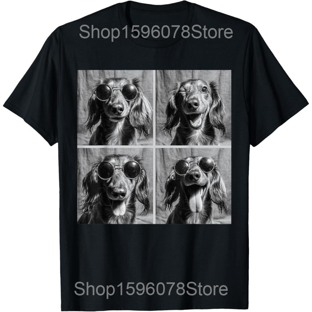 Funny Dachshund Dog Christmas Lights Xmas Pet Dog T Shirts Men Humor Streetwear Tee Shirt Short Sleeve Unisex Loose Clothing