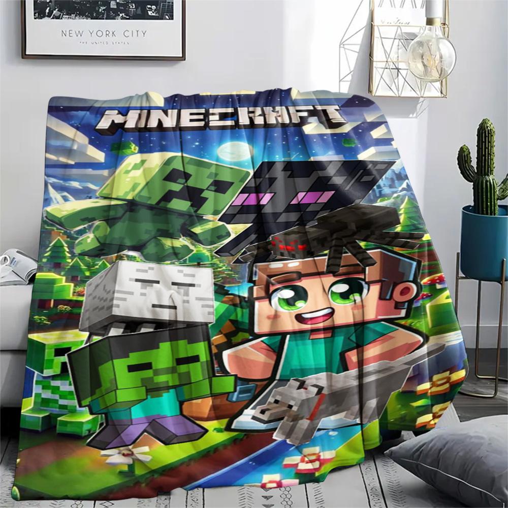 Minecraft World Blanket Camping Trip Home Decor Christmas Gifts Machine Washable Office Rest Blanket
