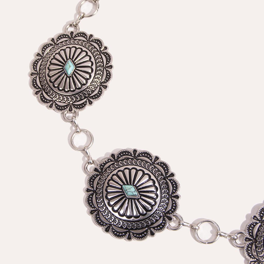 New Ethnic Style Turquoise Retro Oil Dropping Accessories Waist Chain Bohemian Western Style Women's Waist Chain