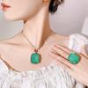 Jewelry Set Necklace Ring Paraiba Fat Rectangular Women's Retro Fashion Goods