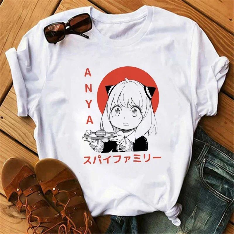 Anime Spy X Family Tişört Kadın Japon Harajuku Modası Kısa Kollu Tişörtler Yazlık Üstler Kawaii O Yaka Kadın Tişört Üst Unisex