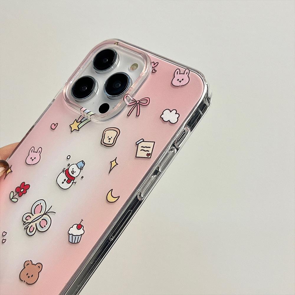 Painted Small Snowman Large Hole Shell Suitable for Apple 16 Mobile Phone Case IPhone 15 Promax Protective Case