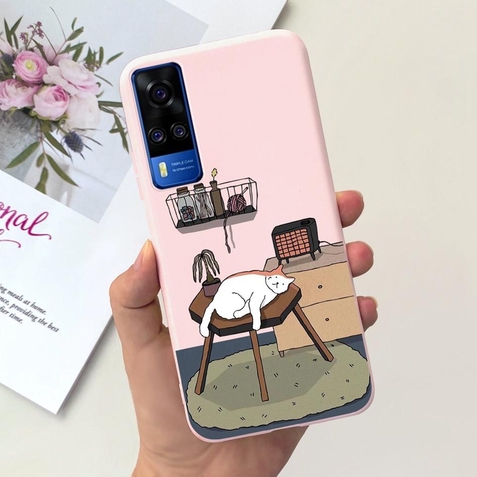 For Vivo Y31 2021 Case Cute Duck Cat Cartoon Coque Matte Soft Silicone Back Cover For Vivo Y51 Y51A Y53s Y 31 V2036 V2030 Fundas