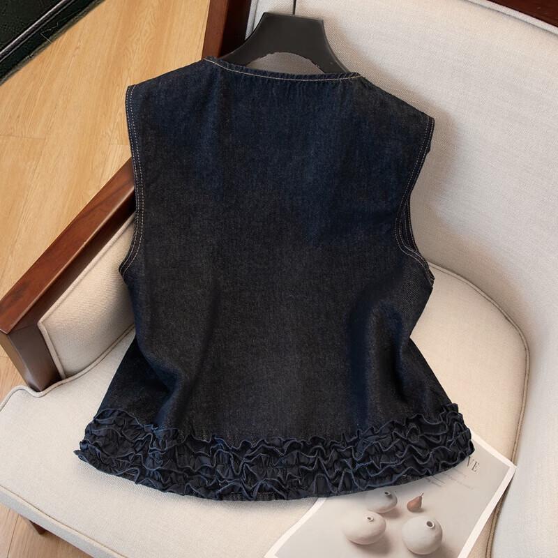 Women's Korean Style Washed Denim Button-Up Vest