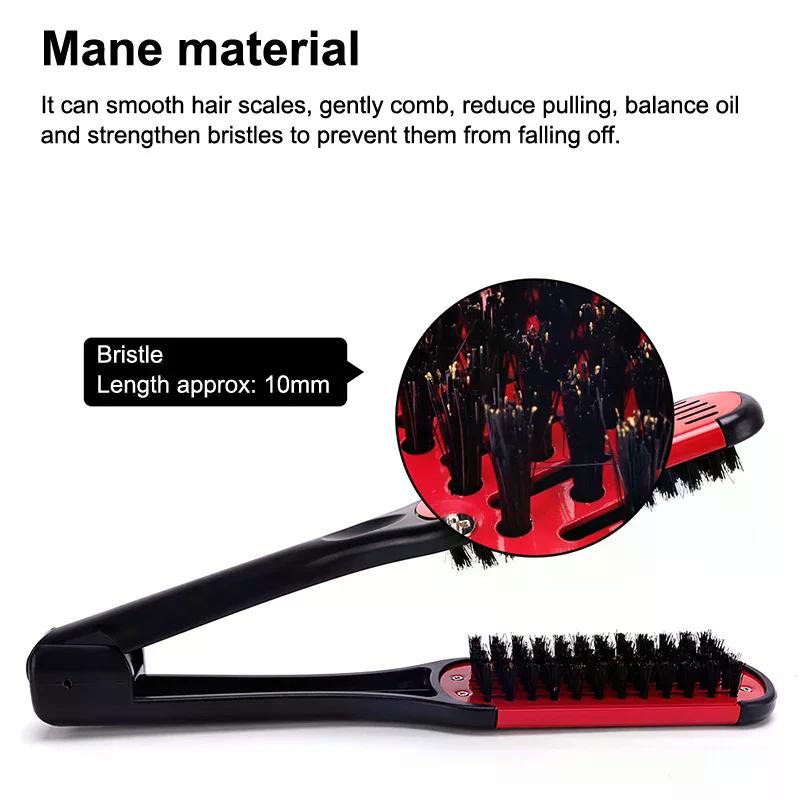 Pro Hairdressing Straightener Hair Brush Nylon Hair Straightening Double Brushes V Shape Comb Clamp Not Hurt Styling Tools DIY