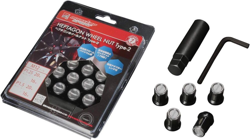 MONSTER SPORT 684520-0020GM Heptagon Wheel Nut Type-2 M12 X P1.25 Set of 20 Light