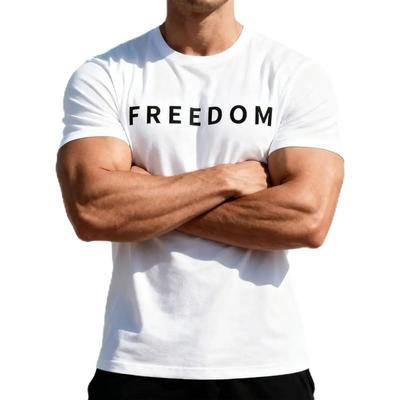 Men'S Graphic Tee Featuring The Word 'FREEDOM' In a Patriotic Design, Made from Lightweight. Regular Fit with a Round Neck, Perfect for Summer Fashion
