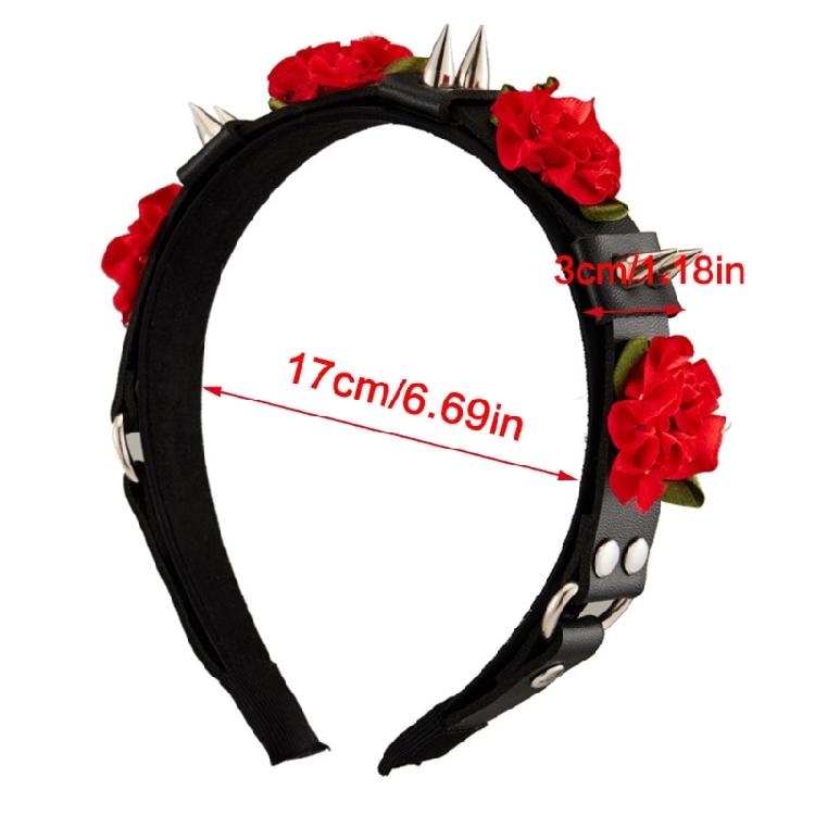 Punk-Schnallen Blumen-Haarreif für Cosplay-Partys 2000er Halloween-Kostüm Haarreif Nieten Nietenbesetzte Haarreifen