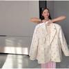 Women's Spring/summer 2025 New Fashion Printing Loose Suit Collar Lace-up Waist Suit Jacket