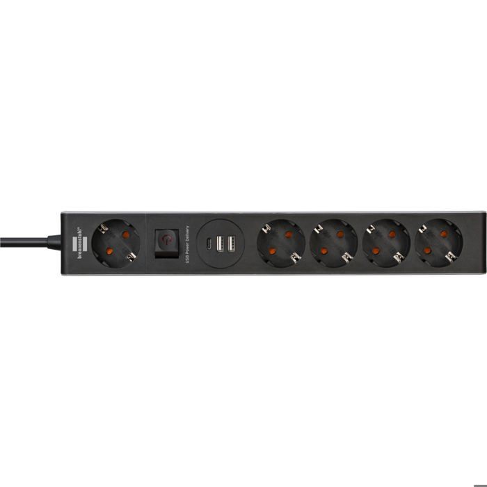 Multiprise - BRENNENSTUHL - 5 prises - USB Power Delivery - Interrupteur - Gris/Noir
