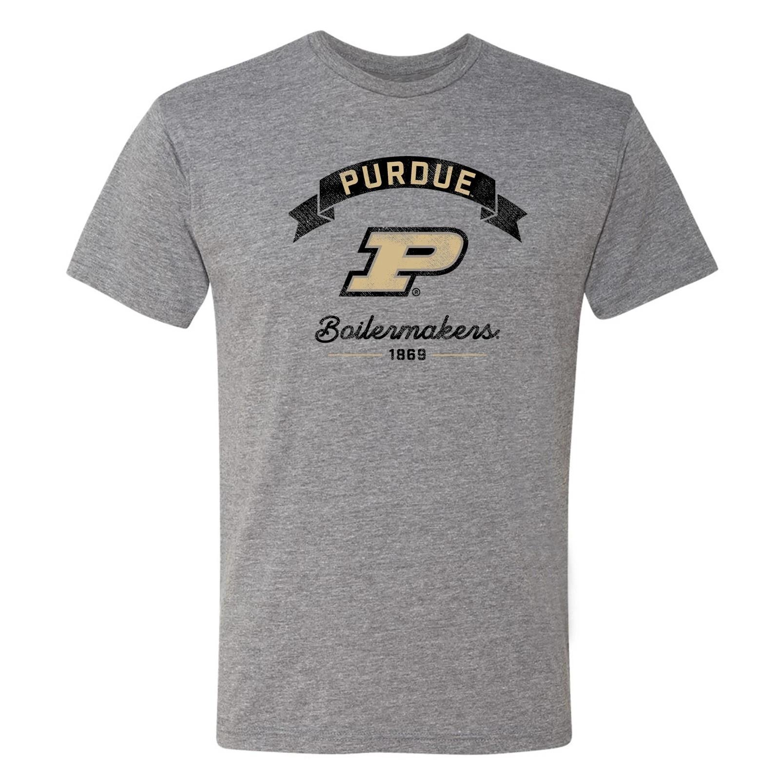 Purdue Ribbon Arc NLA Triblend T-Shirt - Premium Heather XL