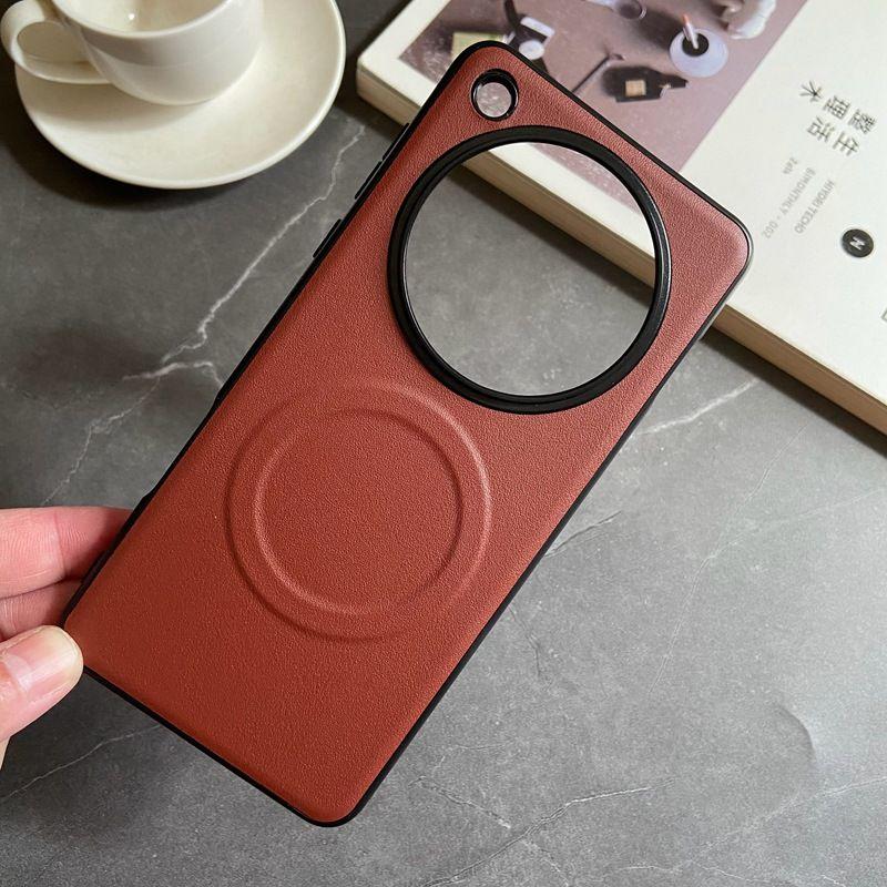 For OnePlus 13 Case Soft PU Skin Magnetic wireless charging Protective Back Cover Case For OnePlus 13 12 11 1+13 Phone Shell For OnePlus 11 коричневый