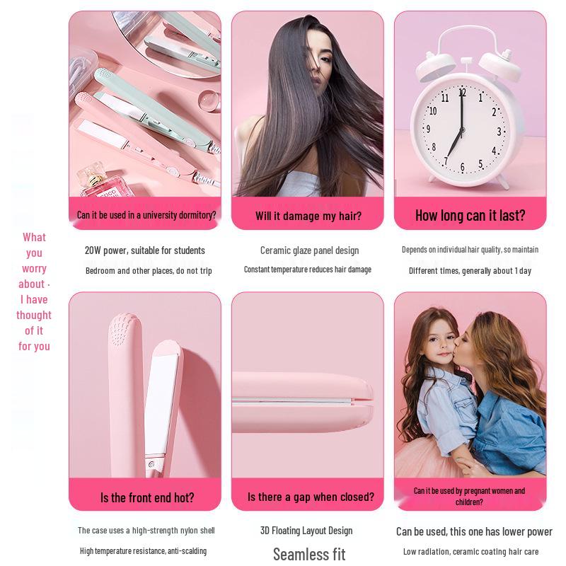 Mini 2-in-1 Electric Hair Straightener & Curler - Portable Bangs Perm Machine