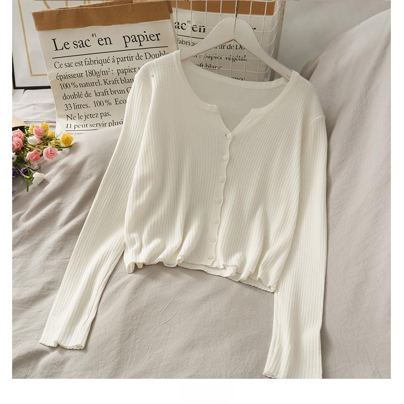 

Милый свитер с круглым вырезом, открывающий ключицы, короткий, однобортный, вязаный, женский, осенний, с длинными рукавами, облегающий и тонкий, для ношения под низ One Size белый