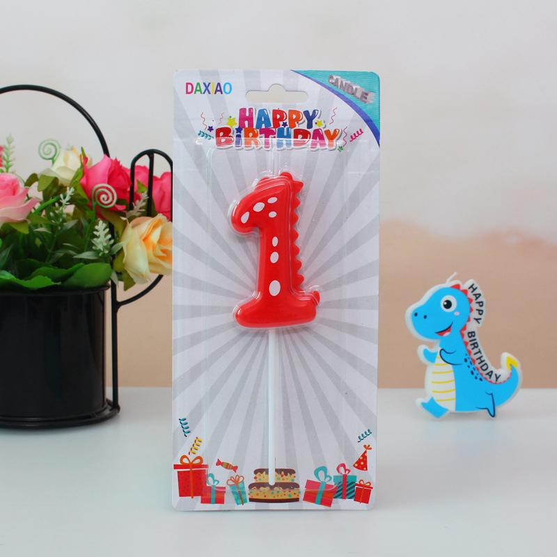1PC Dinosaur Digital Candles Cake Decorations 0-9 Year Old Happy Birthday Cake Candle Colorful Digital Candle Party Supplies