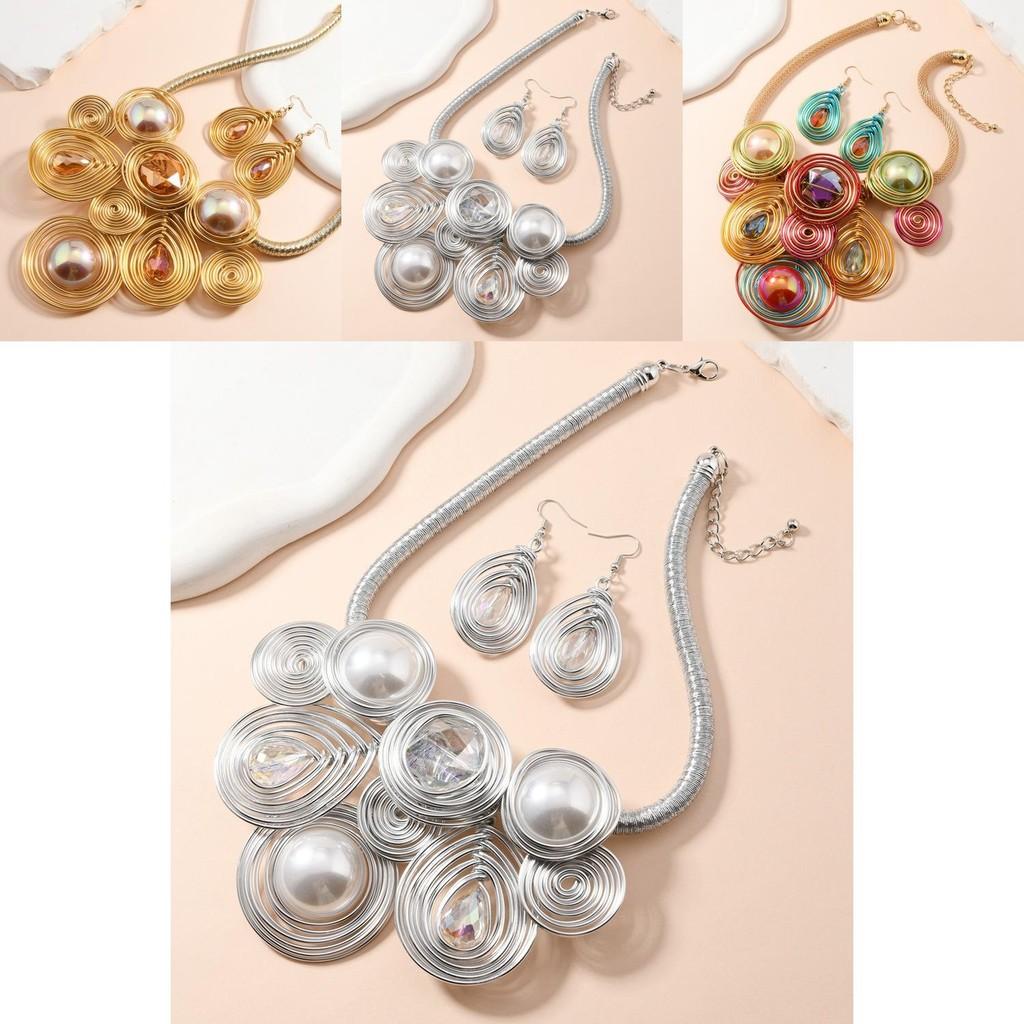 Modern Jewelry Set With Crystal Beads And Aluminum Wire For Women And Men