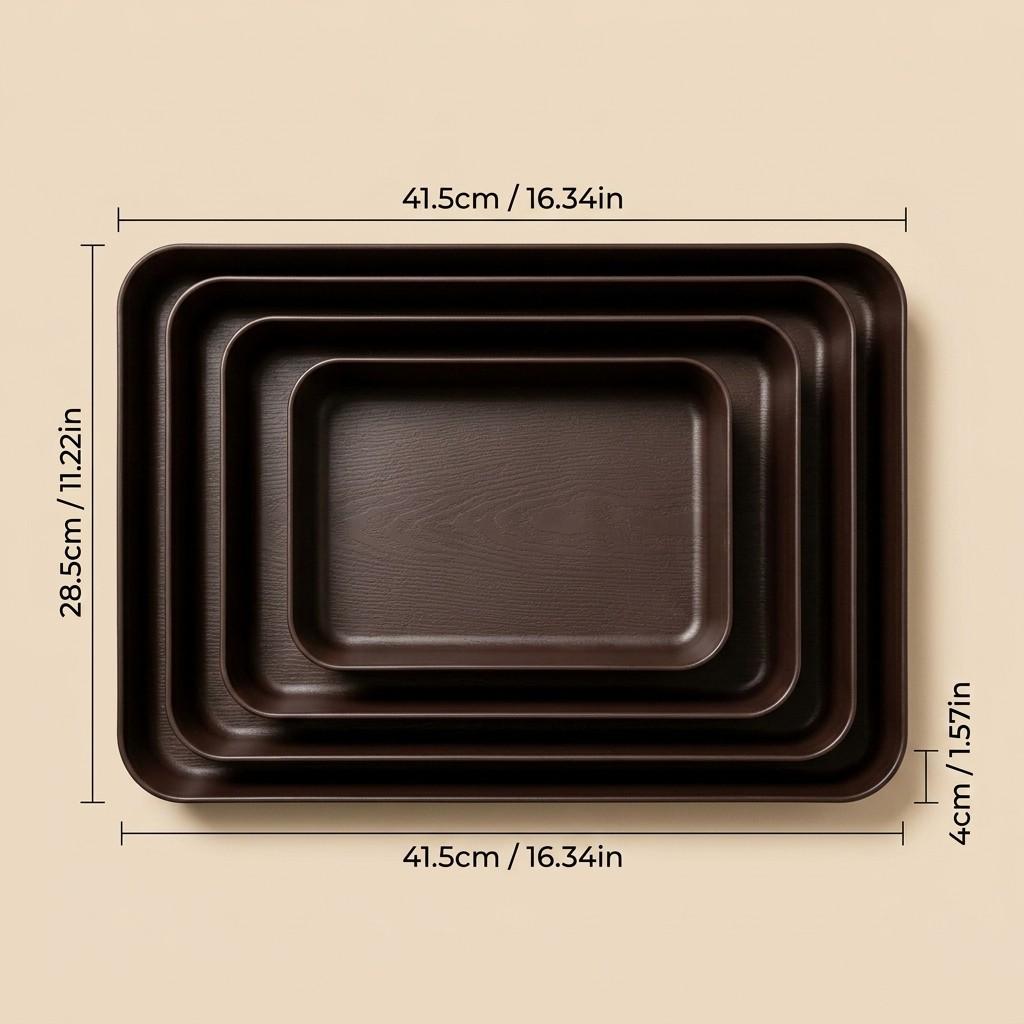 Non-Slip Serving Tray Stackable Food Plate Rectangular Serving Dishes Dishwasher Safe Tea Snack Fruit Trays Kitchen Tableware