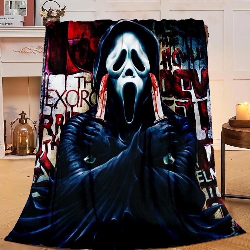 1PC Scr-eam Horror Movie Flannel Blanket Gift, Suitable for Both Men And Women, Soft Ideal for Beds And Sofa, Birthday Or Christmas Gift
