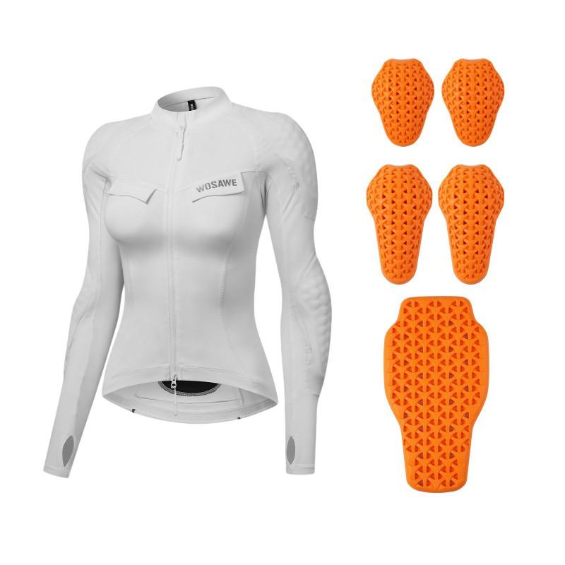 1 Womens Motorcycle Riding Jacket Soft Armor Protective Gear Slim Fit Long Sleeve PU Material