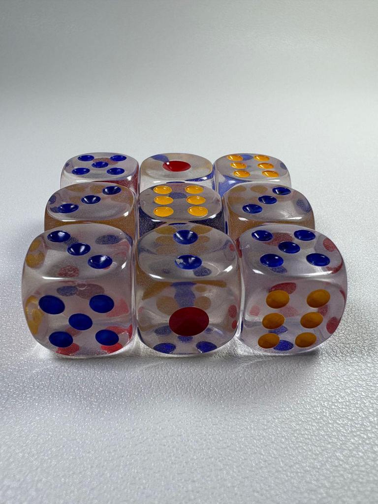 14mm Transparent Colored Acrylic Dice - Rounded Corners for Games & Teaching