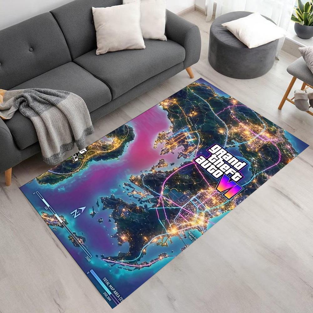 Grand Theft Auto Floor Mat Suitable for Foyer Hallway Game Room Kitchen Anti-slip Rug Anime Office Decor Spiritual Gift